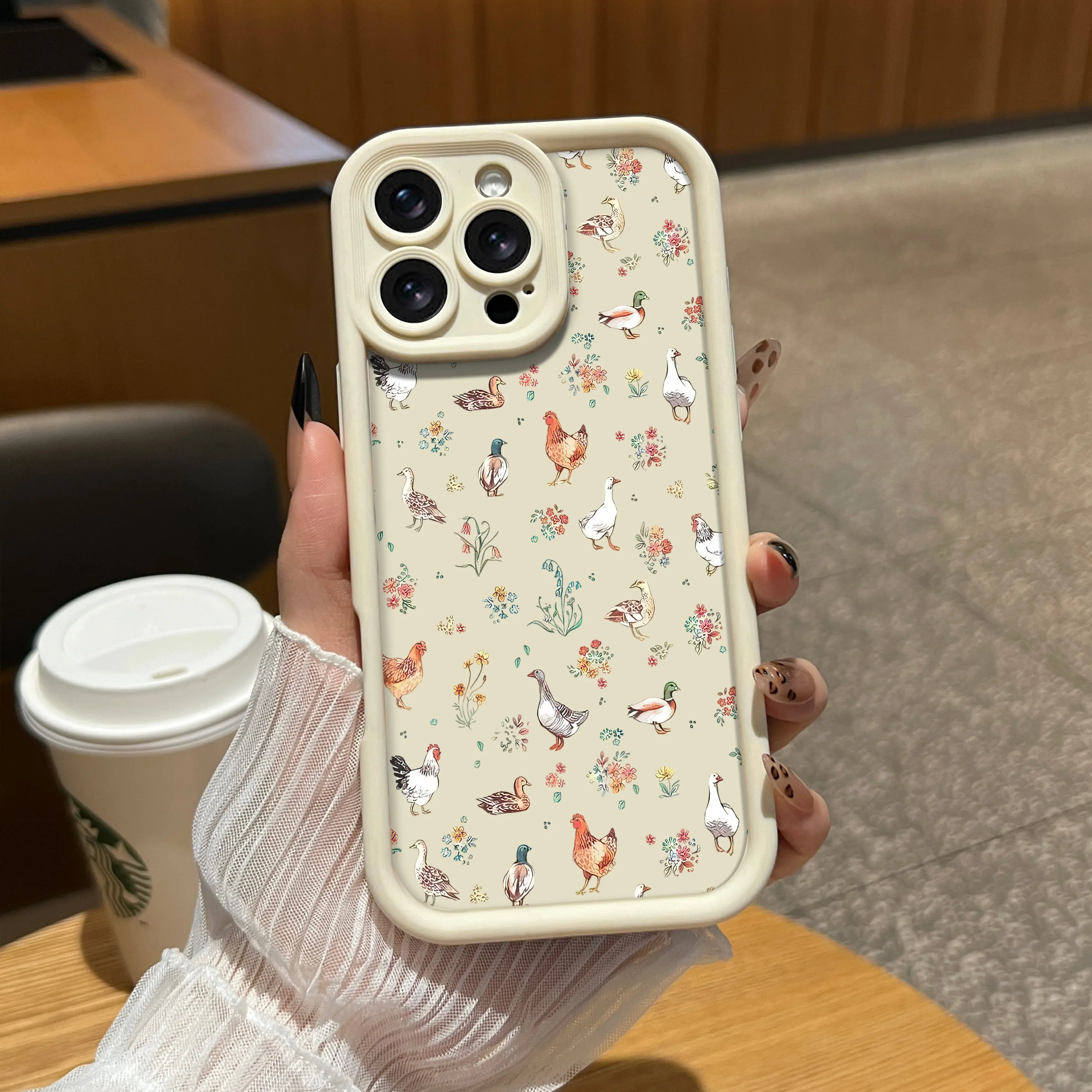 Cute Goose & Chick Phone Cases for iPhone Samsung 17Pro Max Air 16 15Plus 14 13 Galaxy S25 S24 S23 S22 S21 A54 A53 A52, Little Duck Full-Coverage Lens Protection Phone Case , Shockproof Drop, Protection Durable, Animal Phone Case for Everyone.JY33