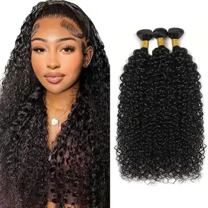Curly Bundles Human Hair Natural Black Kinky Curly Bundle #1B Brazilian Virgin Remy Hair Extensions Double Weft 3 Bundles Total 300 Gram For Women