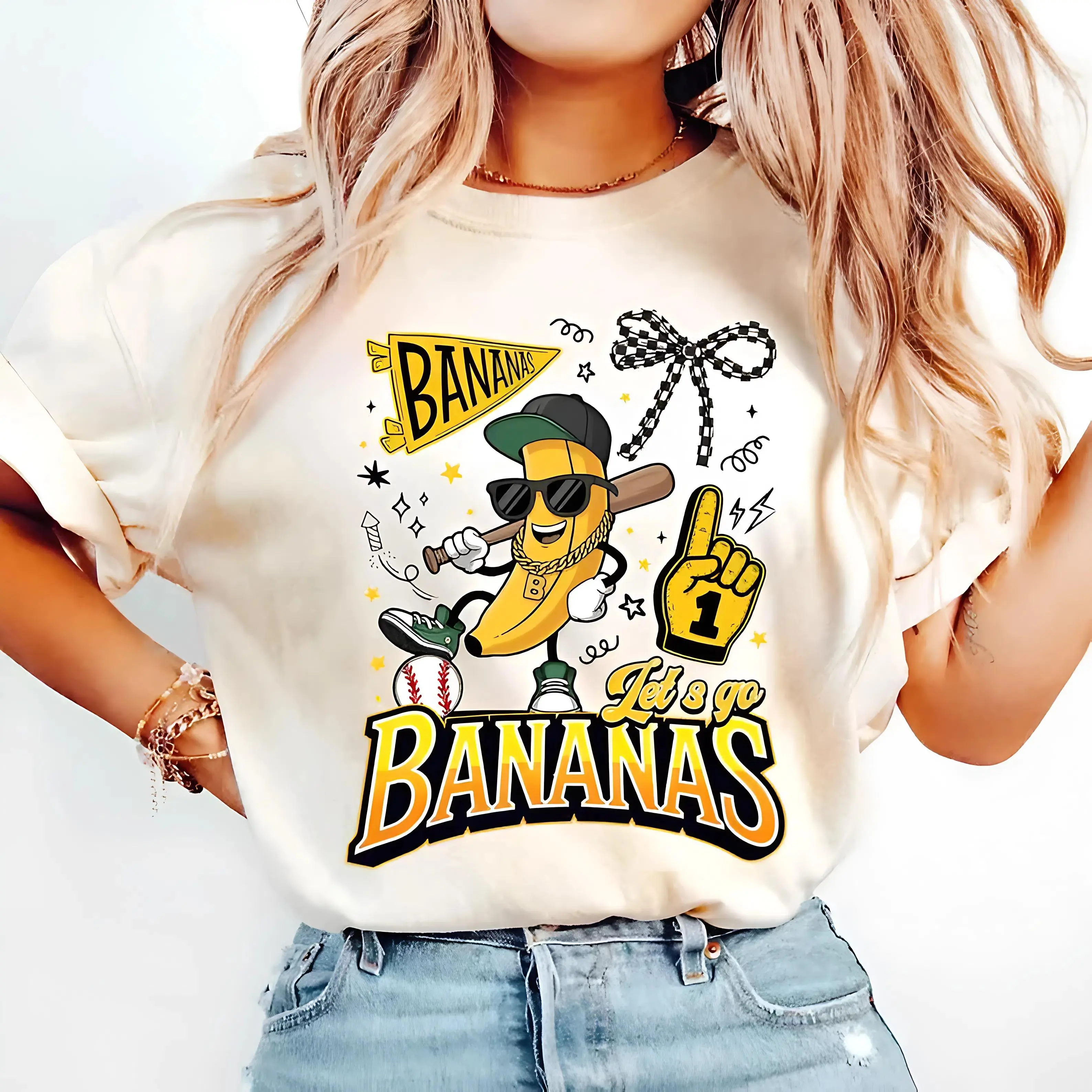 Youth and Adult Funny Banana Baseball Hip Hop Banana Shirt, Sports Team Mascot T-Shirt, Baseball Mom Tee, Baseball Lover Fan Gift, Youth Clothing, holiday outfit, birthday gift, summer outfit