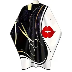 Premium Black Material Barber Cape - Easy-Clean Professional Styling Apron for Salon & Home Use, Fashion Hair Tool for Hairdressers & Barbers