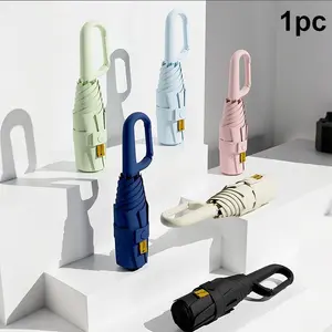 This Ultra-Mini Portable Pocket Umbrella, Lightweight Umbrella, Windproof Folding Umbrella, Ring buckle handle design, Easy Carrying, It's Convenient for Travel, with a Foldable Design, This Emergency Umbrella Is Windproof, -Resistant