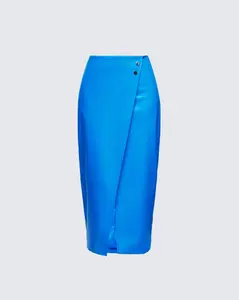 Orion Blue Vegan Leather Wrap Skirt
