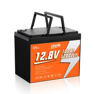 CTOLITY CT100-12 12.8V 100Ah 1280Wh LiFePO4 Battery Built-in 100A BMS A Grade Cells for Phone Max 1280W 4000+ Cycle Solar Generater RV