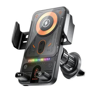 15W Car Wireless Charger, Wireless Fast Charging, Car Phone Holder with Light, Rotating Car Wireless Mobile Charger, Phone Accessories for iPhone 17/16/15/14/13/12/11 Pro Max and Samsung Galaxy S26/S25/S24/S23 Ultra, and more