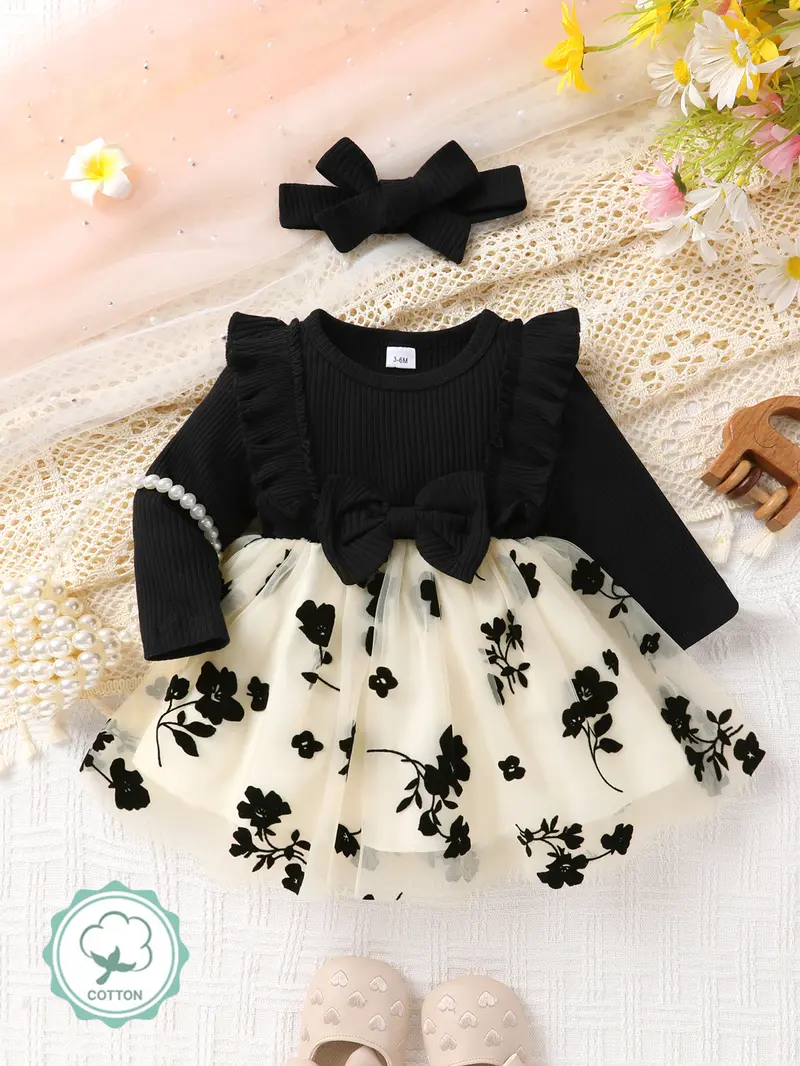 blue dress for baby girl Tulle flower girl toddler dress, Black baby girl dress lace, Formal dress  with puffy sleeves, Prom dress ball gown main image 1