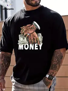 Money Printed Men's Sports Top Gym Tops Athletic Style Activewear