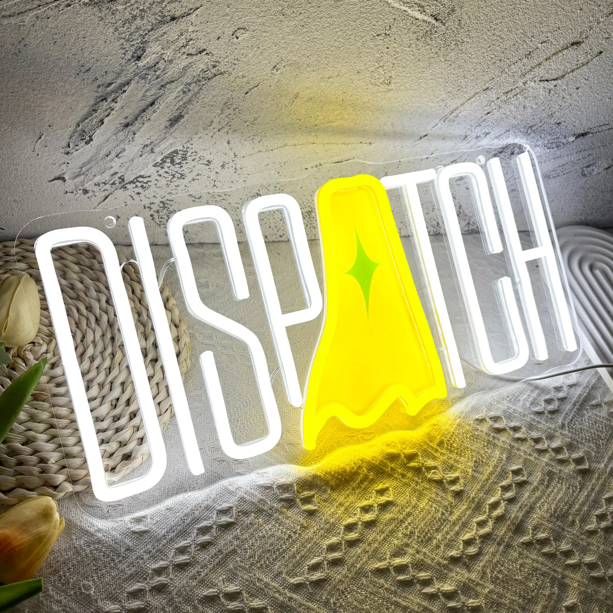 DISPATCH wall sign LED neon light, Decor Lighting, Led Mood Light, Decorative Atmosphere Light, Indoor Decorative Light, comedy game illuminated wall hanging for home, office, or studio, a fun gift for colleagues or friends