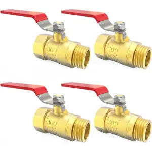 ChillWaves Brass Ball Valve, Air Compressor Ball Valve Shut Off Switch 1/2" NPT Male x 1/2" NPT Female Thread Pipe Fitting(4-PACK)