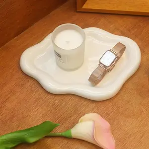 Decorative Cloud Vanity Key Tray for Women, Ring Holder Dish, Cute Jewelry Plate Bowl Room Decor Aesthetic, Birthday, White
