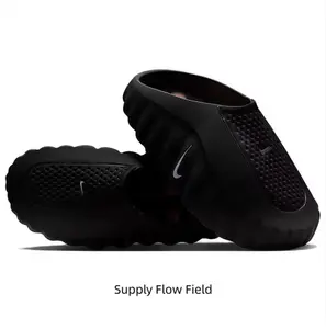Black Thick-Soled Massage Slides, Orange Spherical Outsole, Breathable Fabric Upper, Pre-Game Recovery Tech Mules