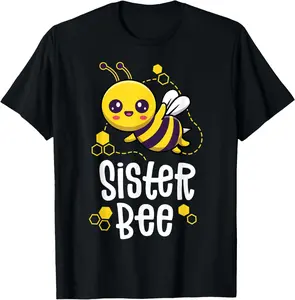 100%cotton Family Bee Shirts Sister Sis First Bee Day Outfit Birthday T-Shirt Top Summer