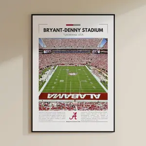 Bryant-Denny Stadium Print Alabama Crimson Tide Poster Vintage Print Collage Football Printable Wall Art Travel Print