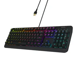 Gaming Mechanical Keyboard with Blue Switches, Adjustable 16.8M LED Lighting, 104 Keys, Black
