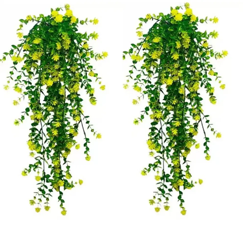 8-Piece Vibrant Artificial Hanging Bouquet Set, Durable Daisy & Eucalyptus, Indoor/outdoor Decor, Artificial Flower Decorations, Artificial Flowers For Outside, Fade-Resistant Flowers