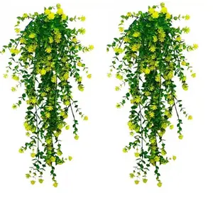 8-Piece Vibrant Artificial Hanging Bouquet Set, Durable Daisy & Eucalyptus, Indoor/outdoor Decor, Artificial Flower Decorations, Artificial Flowers For Outside, Fade-Resistant Flowers