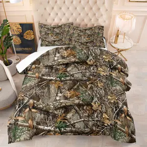 Dried tree leaf printed pattern bedding set, including 1 blanket and 1 or 2 pillowcases without pillowcases, soft children's and adult bedroom decoration gifts, Soft Bedding Sets
