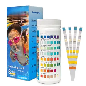 8-in-1 Pool Test Strips, 100 Strips Water Testing for Swimming Pool, Hot Tub and