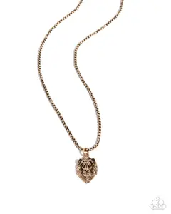 MANE Character - Gold Lion Head Urban Necklace - Paparazzi