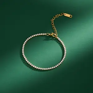 Oufer Round CZ Stainless Steel Non Tarnish Bracelet