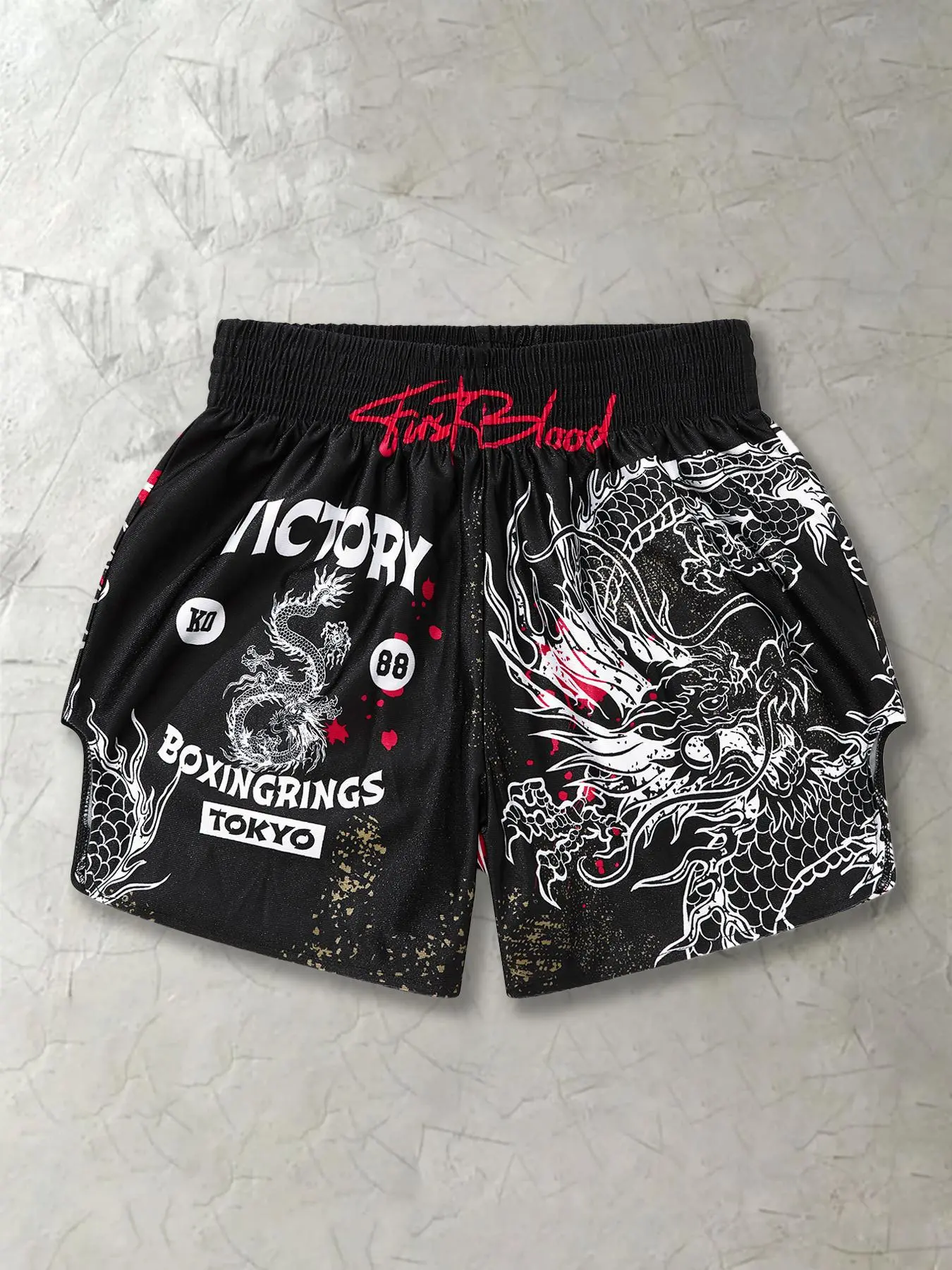 Men's Dragon Print Boxing Shorts, Regular Fit Casual Elastic Waist Gym Shorts for Summer, Graphic Fitness Shorts, Streetwear Sports Shorts, Fashion Men's Bottoms for Daily Wear, Athletic Shorts Casual, Graphic Shorts