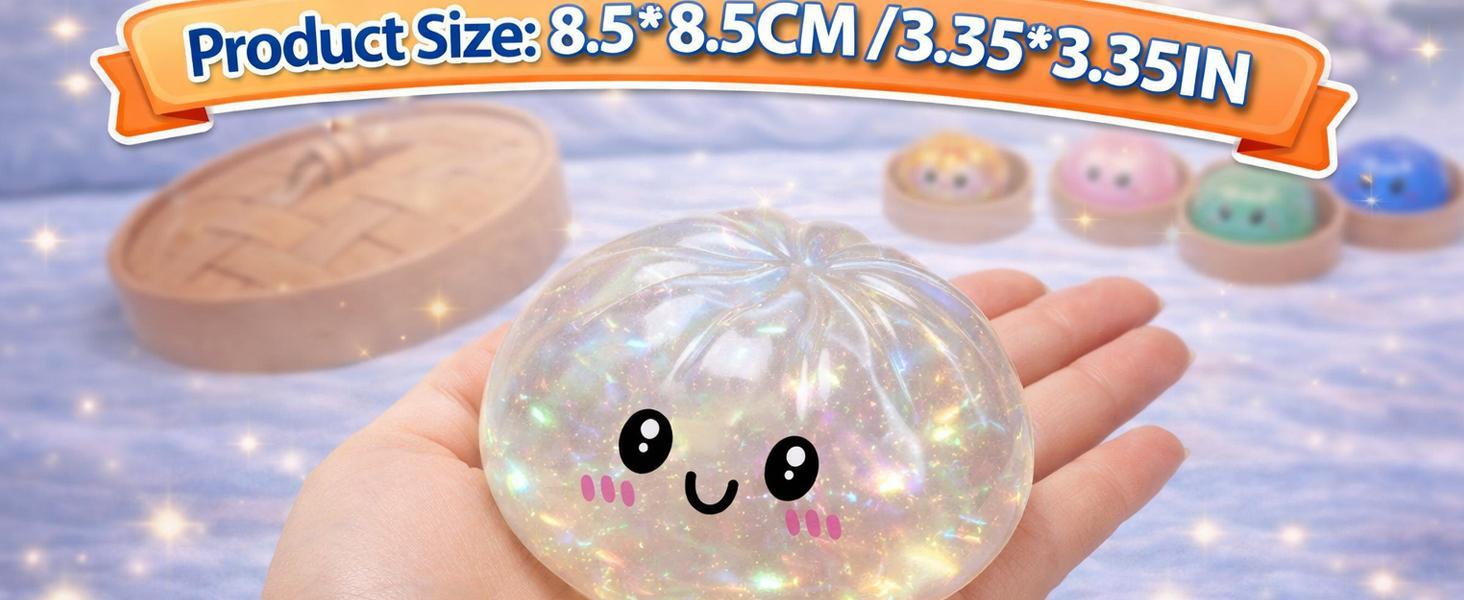 Glitter Dumpling Squishy, Glitter Dumpling Squeeze with Box, Dumplings Sensory Squeeze Toy for Stress Relief