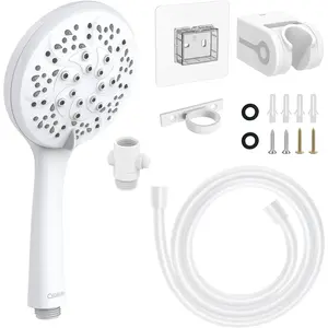 High Pressure 7-Mode Shower Head with Hose Replacement for RV Camper Van Travel Trailer Motorhome and Boat, White