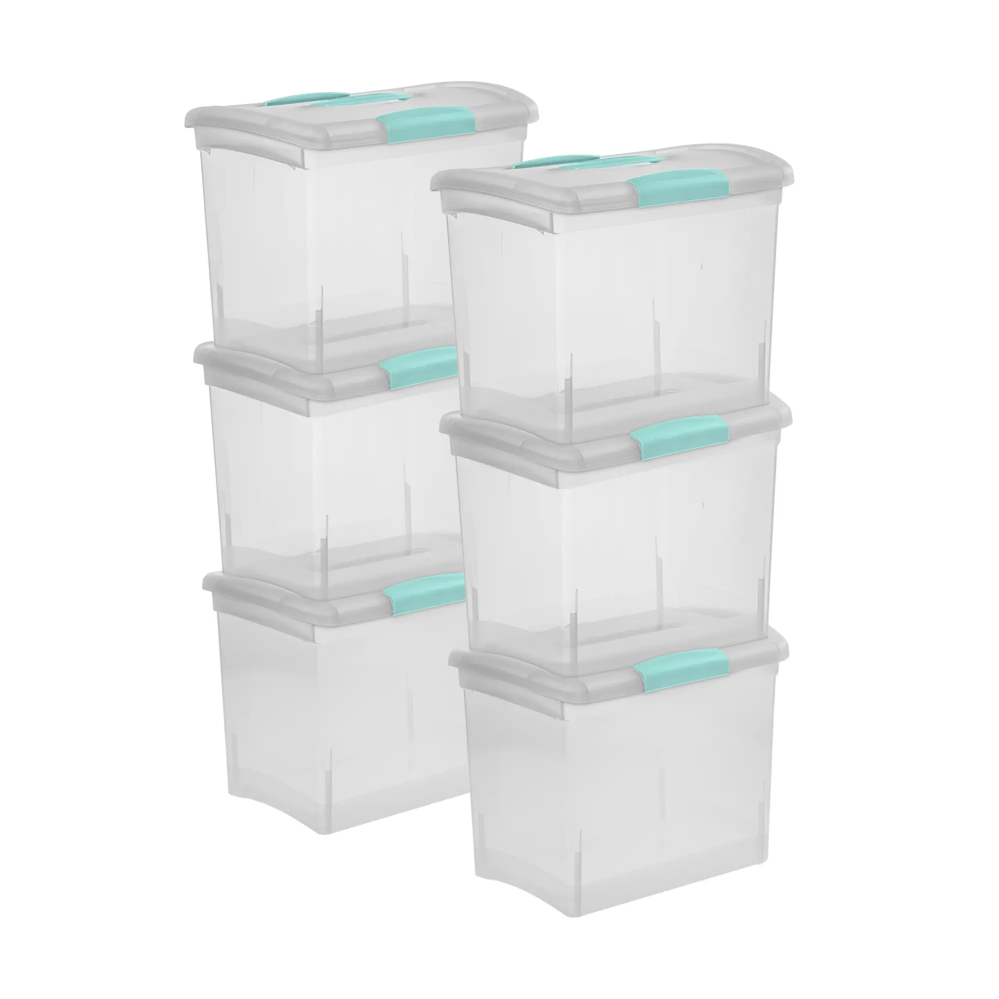 Sterilite Large Nesting ShowOffs Clear File Box w/ Handle and Latches, (6 Pack) Organiser Plastic
