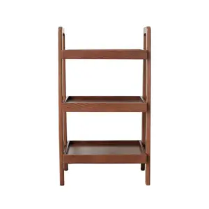 Solid Oak 3-Tier A-Frame Storage Rack - Smooth Walnut Painted, 17.72x12.60x31.50in, Lightweight, Easy Installation, Waterproof, Easy Clean, Sturdy Wood Organizer, Room Accessories, Home Supplies, Bathroom Shoe Storage, Floor-Friendly Decor