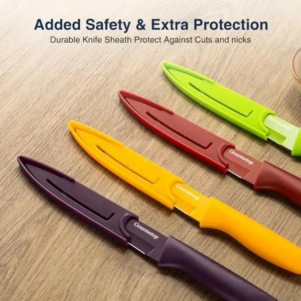 4 Pack 3.8" Paring Knife Set of Premium Stainless Steel Small Kitchen Knife Set for Fruit and Vegetable