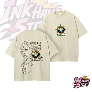 The female protagonists of the eighth part, "JoJolion", are Hirose Yasuho and Higashikata Josuke.--Short Sleeve Cotton Unisex Retro wash Tee