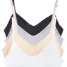 Kalon Women's 4-Pack Soft Cup Bralettes - Soft Bra, Basic Everyday Necessity Underwear, Wire-Free Nylon Stretch, V-Neck, Adjustable Criss Cross Straps, Removable Pads, Hook and Eye, Earth Tones, Comfy Casual Fit (XXS Available)