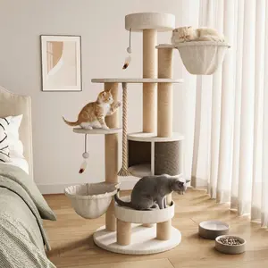 64" Extra Tall Luxury Cat Tree Tower, Oversized Multi-Level Cat Condo with Scratching Posts, Toys & Cat House, Large Cat Tower for Indoor Cats