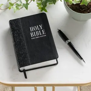 Black Faux Leather Large Print Compact King James Version Bible outdoorfun