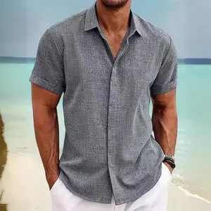 (New)2025 Summer Tie-Dye Casual Linen Short Sleeve Shirt Casual Tropical Short Sleeve