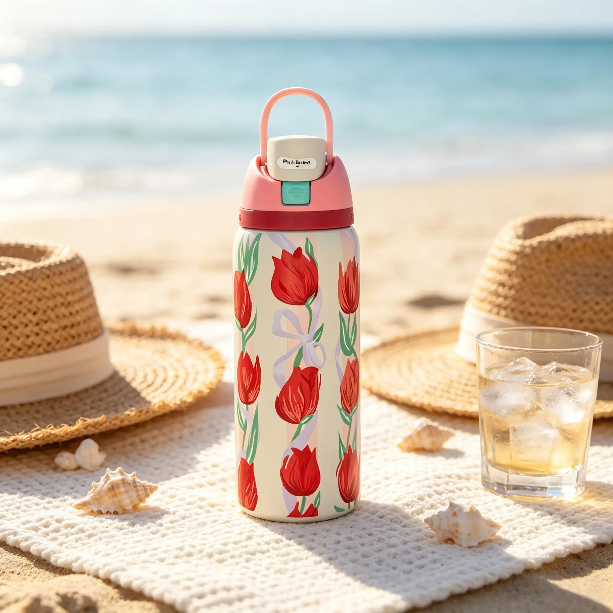 Owala 32oz Tulip Print Leakproof Insulated Vacuum Tumbler - 24hr Cold Retention, Portable Straw, Stainless Steel, Water Bottle, Insulated Water Bottle, Travel Cup for Hiking, Garden, Water Bottles