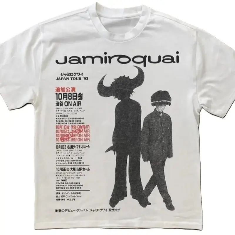 Jamiroquai Japan Tour 1993 white tee all size, Unisex T-shirt, Gift T-shirt, Y2k Unisex Graphic Tees Gothic Grunge Emo Scene Amity Affliction Style Clothes T-Shirt, Unisex Cotton Crewneck T-Shirt Menswear Womenswear Underwear Streetwear Top