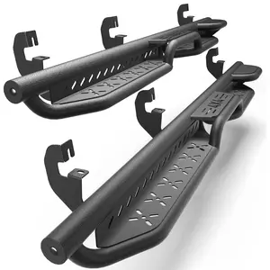 POFENZE-Mestan Running Boards Side Steps Compatible for 2015-2026 Chevy Colorado & GMC Canyon Crew Cab (4 Full Size Doors), Two Stairs Design Bolt-on Side Rails Step Nerf Bar (Black Powder Coated-Star Logo)