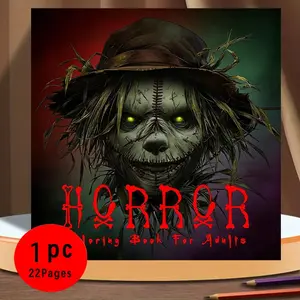 Horror Scarecrow Coloring Book For Adults | 22 Pages 120g Thick No-Bleed Paper | Creepy Spooky Scarecrow Horror Art | Easy Coloring for Adults & Kids | Stress Relief Spooky Hobby | Gel Pen Friendly | Glue Binding Process | TikTok Viral