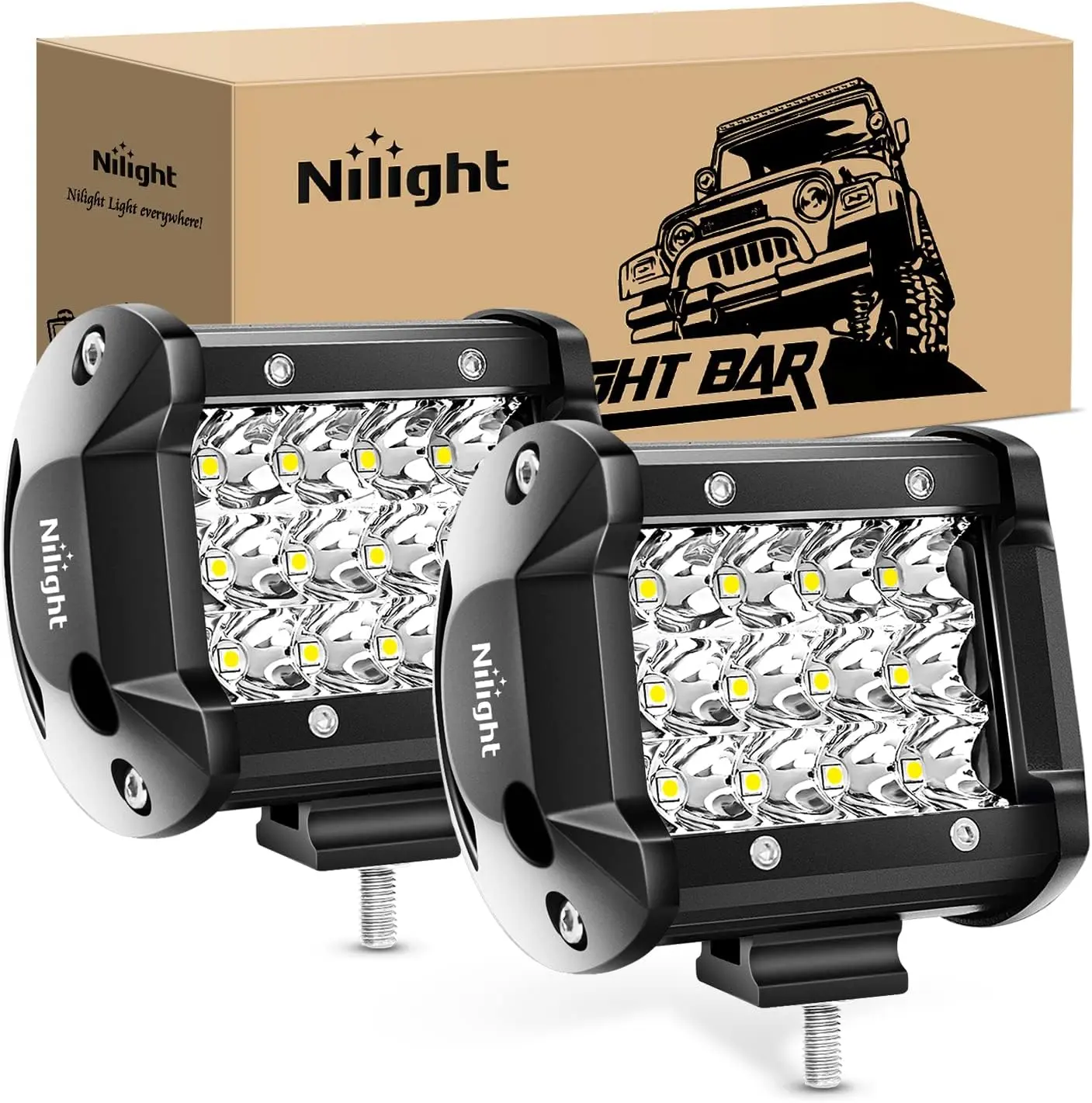Nilight 2PCS 4Inch 36W 3600LM Triple Row Spot LED Pods - Auxiliary Carlights, LED Offroad Lights for Offroad Vehicles, Pickup Trucks, Construction Work,car accessories