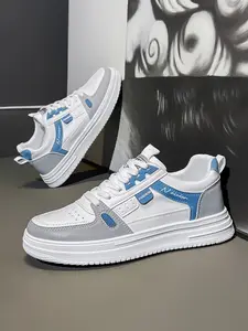 Men's Breathable Soft Sole Shoes, Comfortable Trendy Casual Sneakers, Youth Anti-Slip Leisure Shoes, Walking Shoes, All Seasons PU Leather