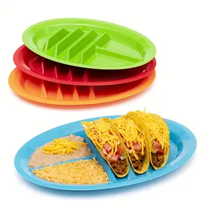 Tortilla plate with stand Plastic tray set Adaptable soft and hard shell tortilla Microwave safe tortilla dinner artifact