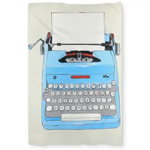 Begin Home Decor C1DCTXLWLLB7OD Blue Typewriter Machine Twin Size Extra Long Duvet Cover - Bedroom Decor Accent