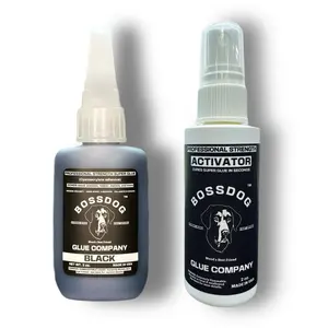 BossDog Professional Strength BLACK Super Glue & Activator Set - Black Glue - 2 oz Each - Made in USA
