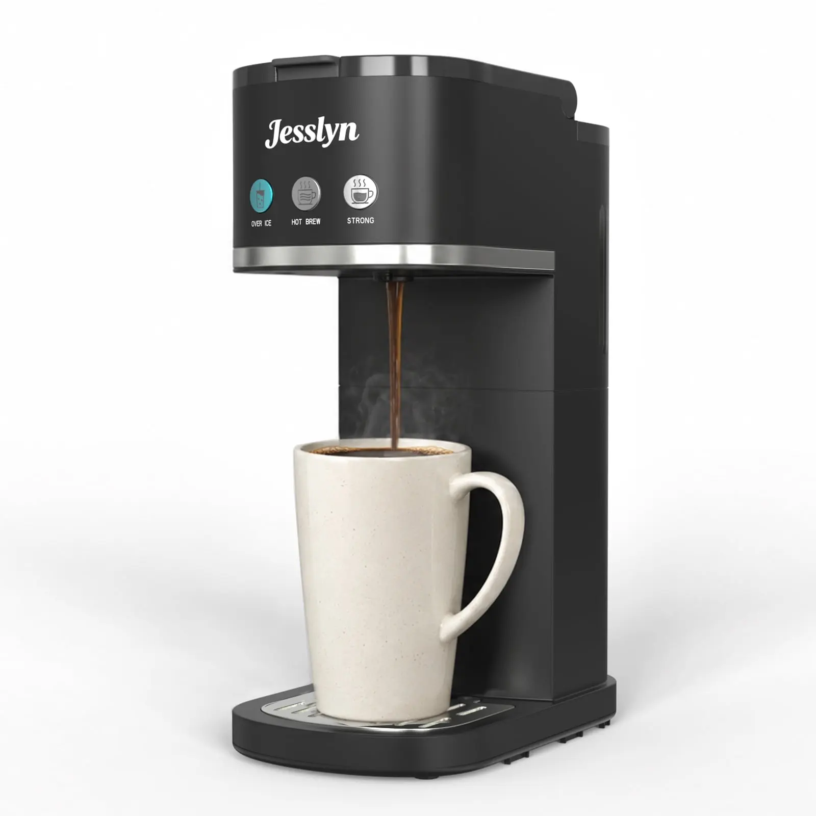 Jesslyn Single Serve Coffee Maker: Coffee Machine Compatible with K Cup Capsules & Grounds, Black