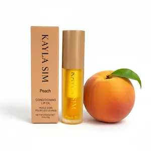 KAYLA SIM Vegan Hydrating Lip Oil Collection Peach,  Cherry, Coconut, Mint & Berry Hydrate Moisture-Rich Moisturizing Lip Repair Soothing Glossy Finish Plumping Lipstick-Friendly Formula