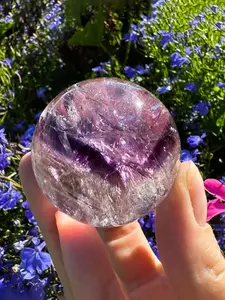 Stunning Rare Gorgeous Amethyst Crystal Ball, Natural Crystal Sphere, Rainbow Beautiful Translucent Orb, Unique Home Decor Art Piece, Perfect Gift for Valentine's Day & Easter, Unique Crystals