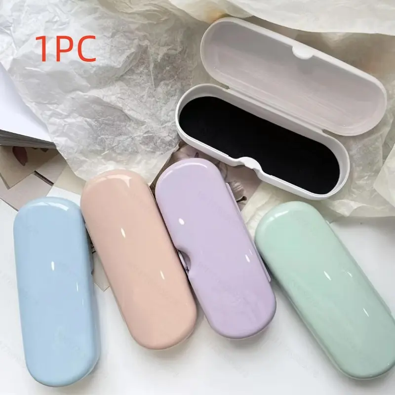 1pc Simple Portable Glasses Case, Lightweight Anti-Pressure Eyewear Box, Solid Color Storage for Students and Sunglasses, Portable Eyewear Organizer