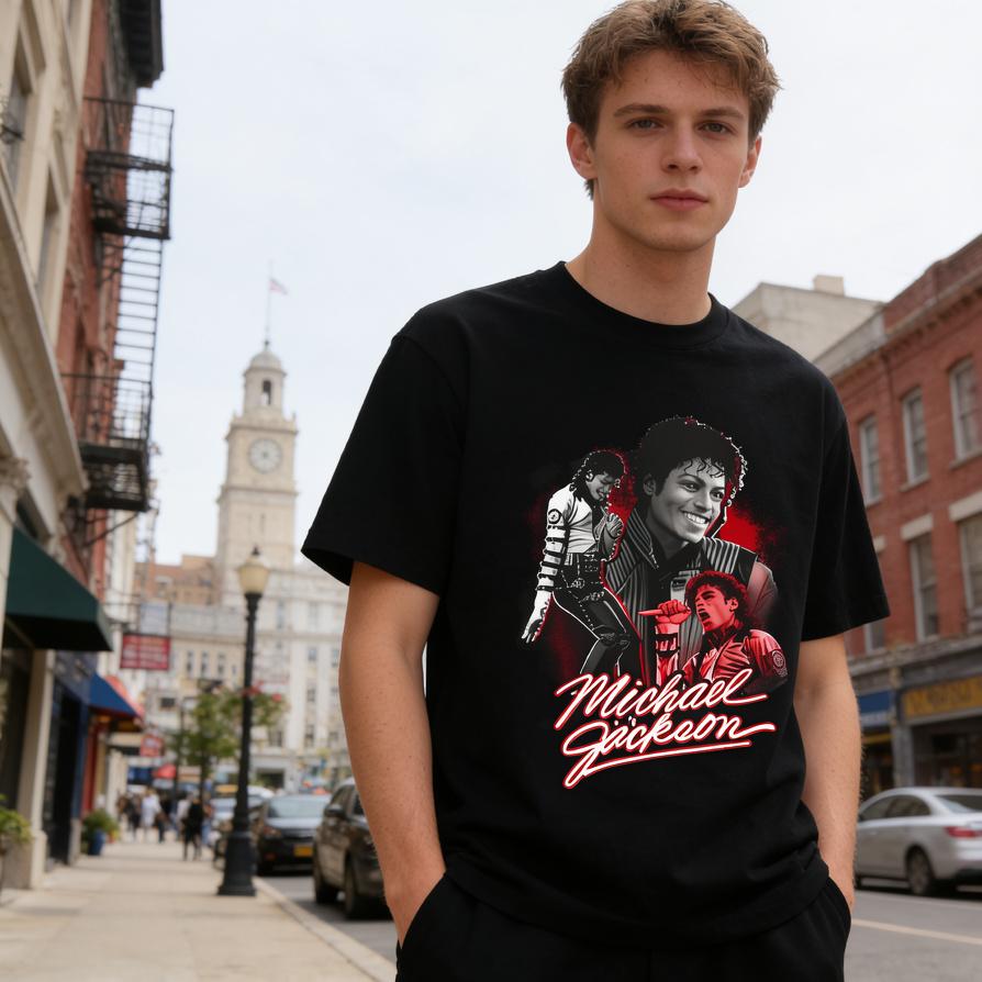 100% Cotton Casual T-Shirt With Michael Jackson Iconic Moments Design For Music Fans Suitable For Everyday Summer Wear Ideal Gift For Pop Culture Enthusiasts
