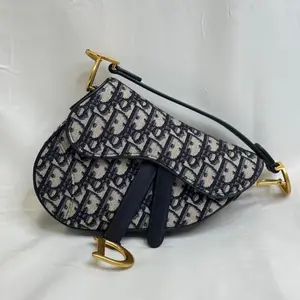Pre-owned Dior canvas Tote Bags Christian Saddle Handbag Oblique Mini