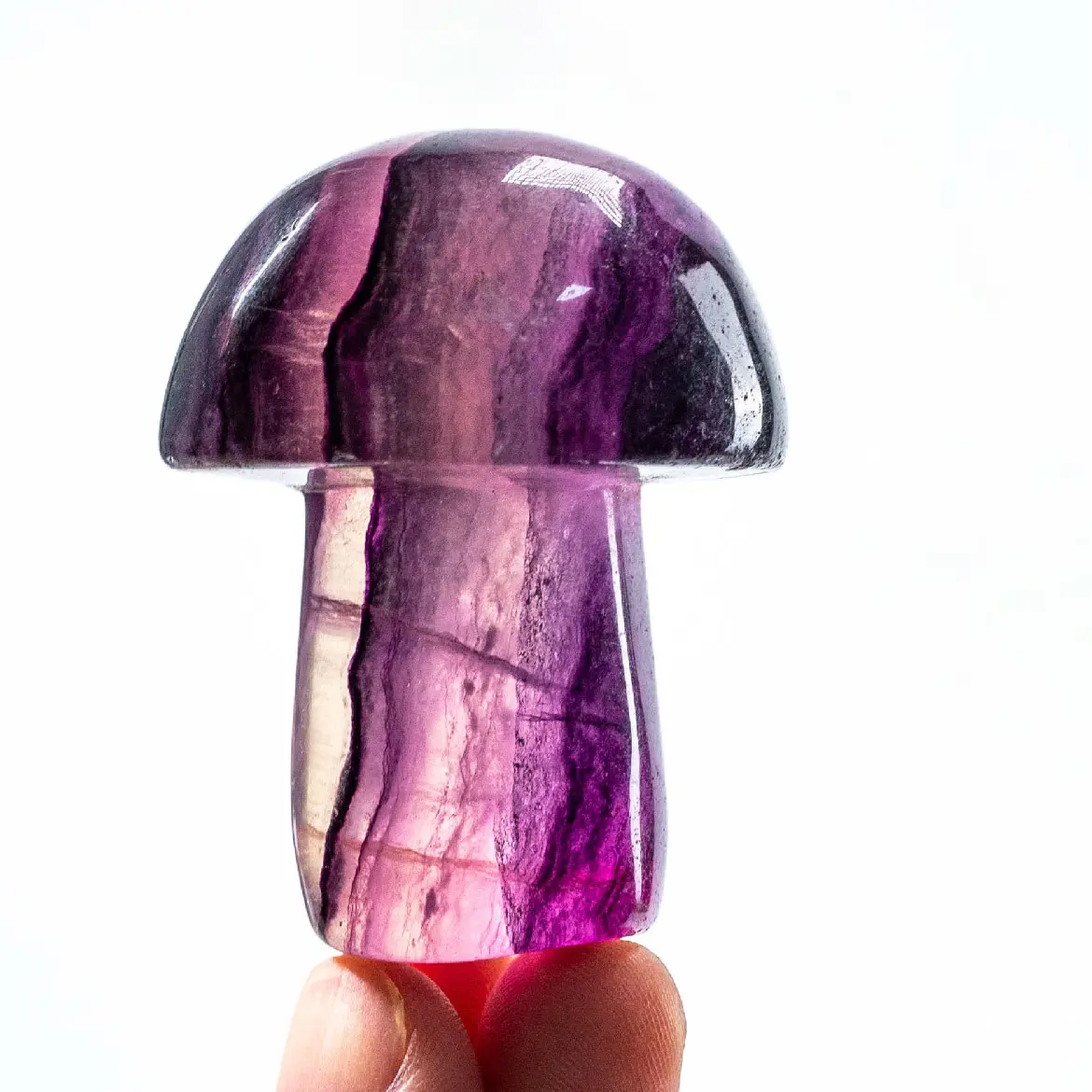 Natural Fluorite Mushroom Decoration - 1 Count Rainbow Fluorite Mushroom for Decor